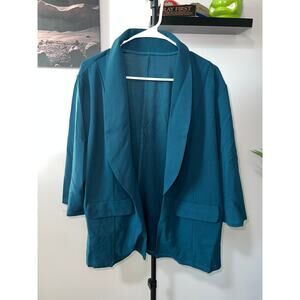 Team  3/4 sleeve open-front teal blazer Womens Top sz 2xl
